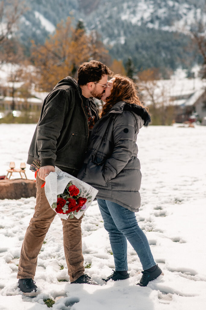 couple walking in the snow