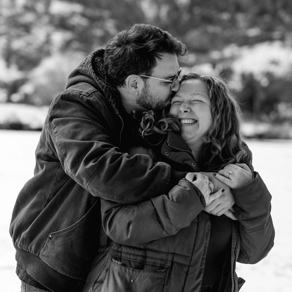 black and white photo of couple