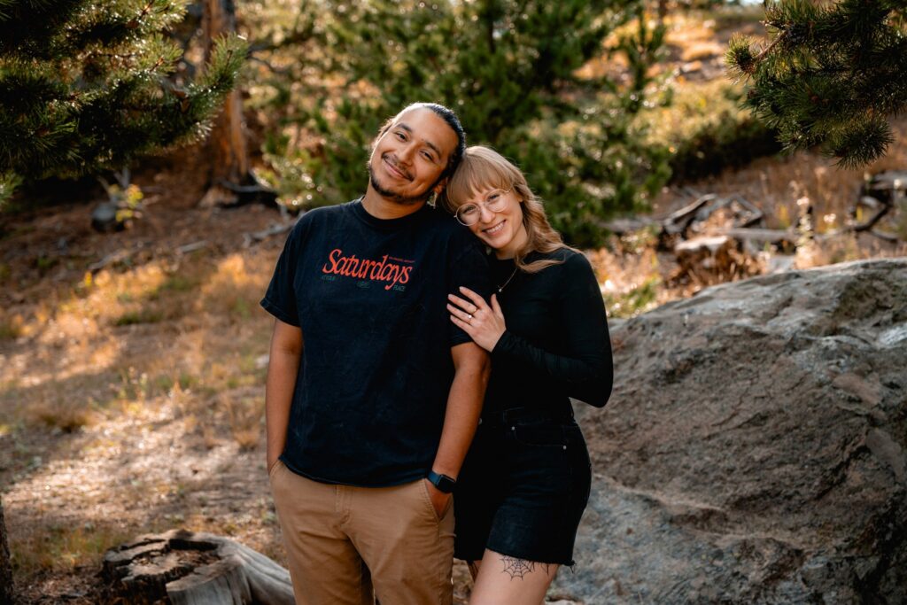 couple on rocky mountain national park trail